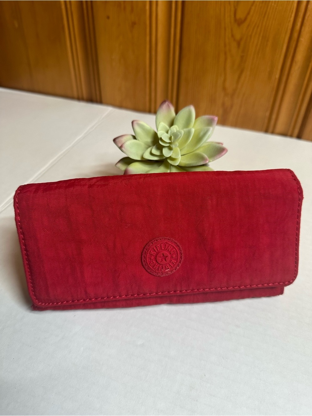 Kipling Red Fabric Long Wallet